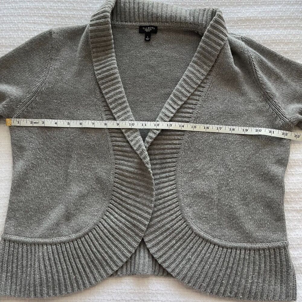 Pl Talbots Gray Wool-Blend Open-Front Cardigan - image 5